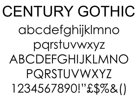 century gothic complimentary font.